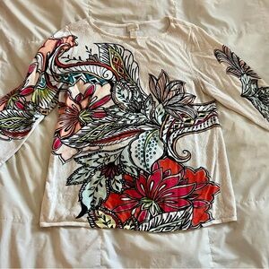 Chico's Multicolor Floral Long Sleeve Top